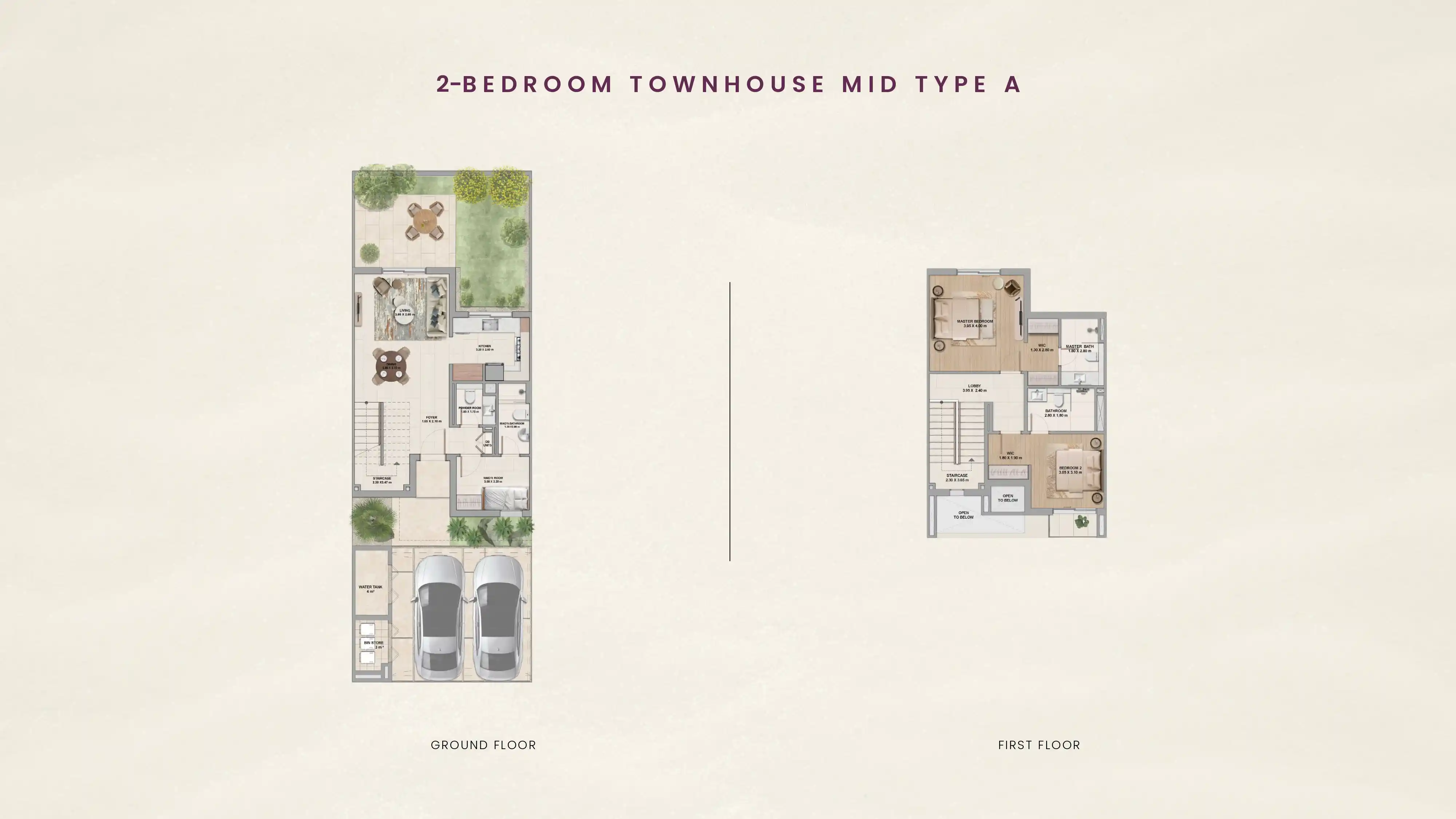 2-Bedroom Townhouse Mid Type A Floor Plan
