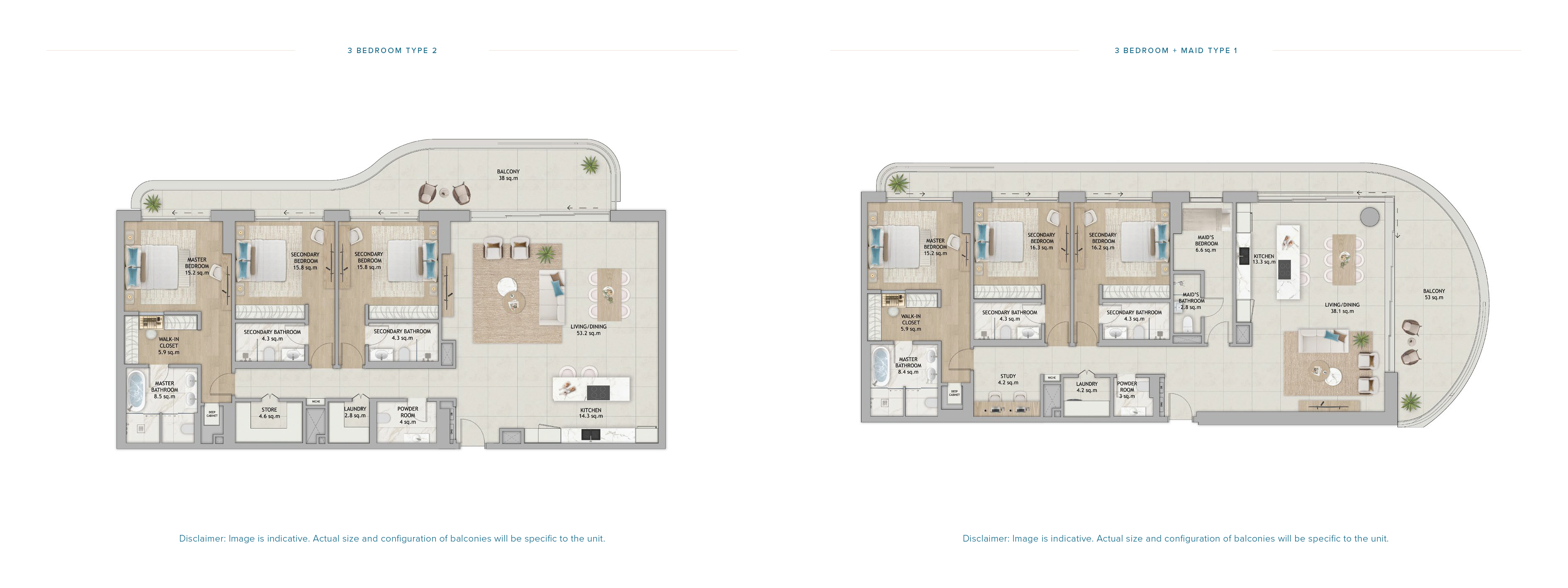3 Bedroom + Maid Floor Plan