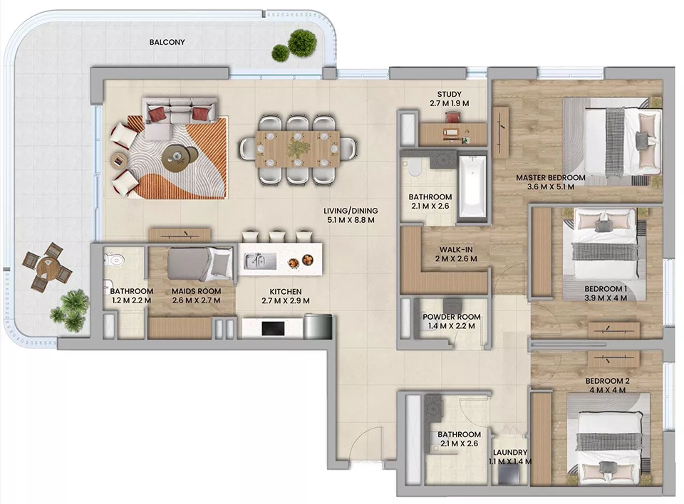 3 Bedroom Floor Plan