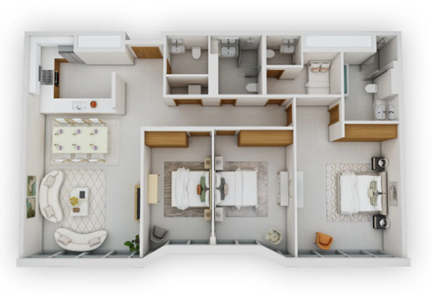 3 Bedrooms Floor Plan