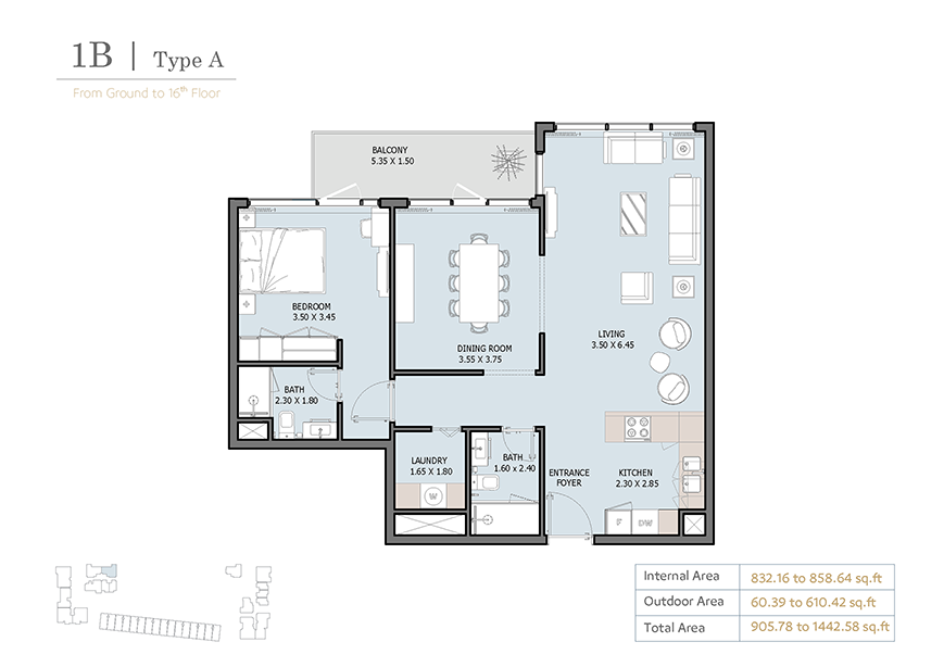 1 Bedroom Floor Plan