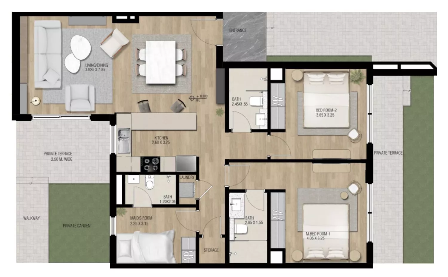 2 Bedroom Floor Plan