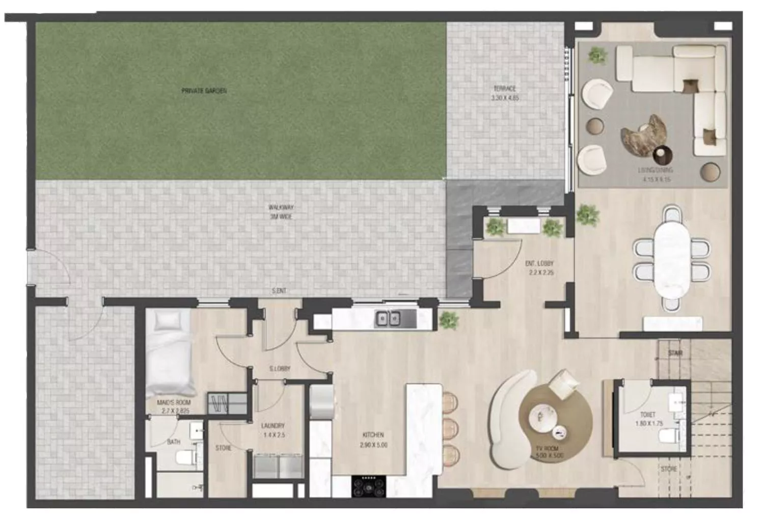3 Bedroom Townhouse Floor Plan