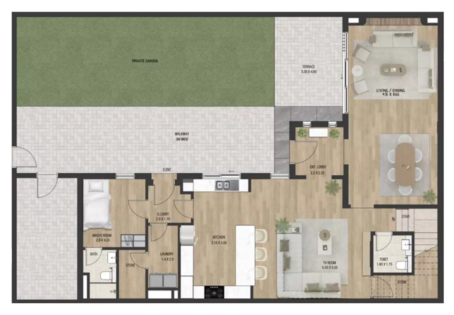 4 Bedroom Townhouse Floor Plan