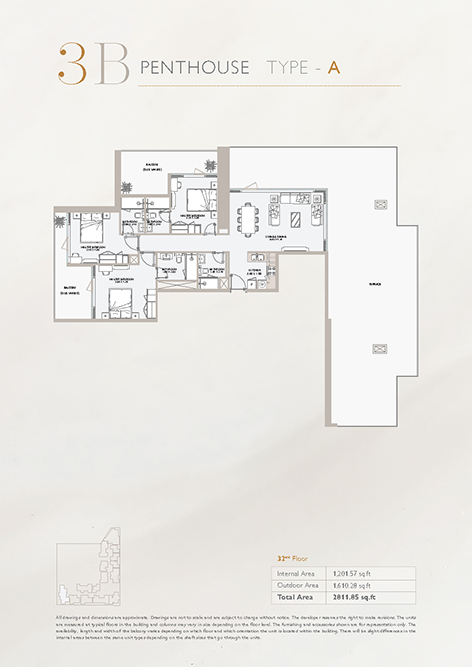 3 Bedroom Penthouse Floor Plan